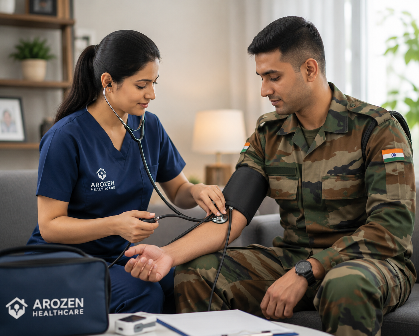 Arozen caregiver providing dedicated home healthcare to Armed Forces personnel and veterans