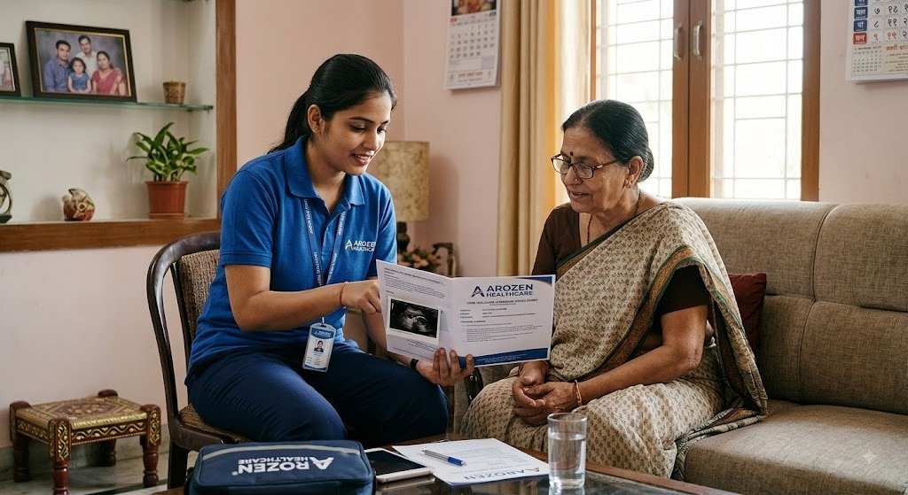 Clinical staff preparing for an at-home ultrasound service